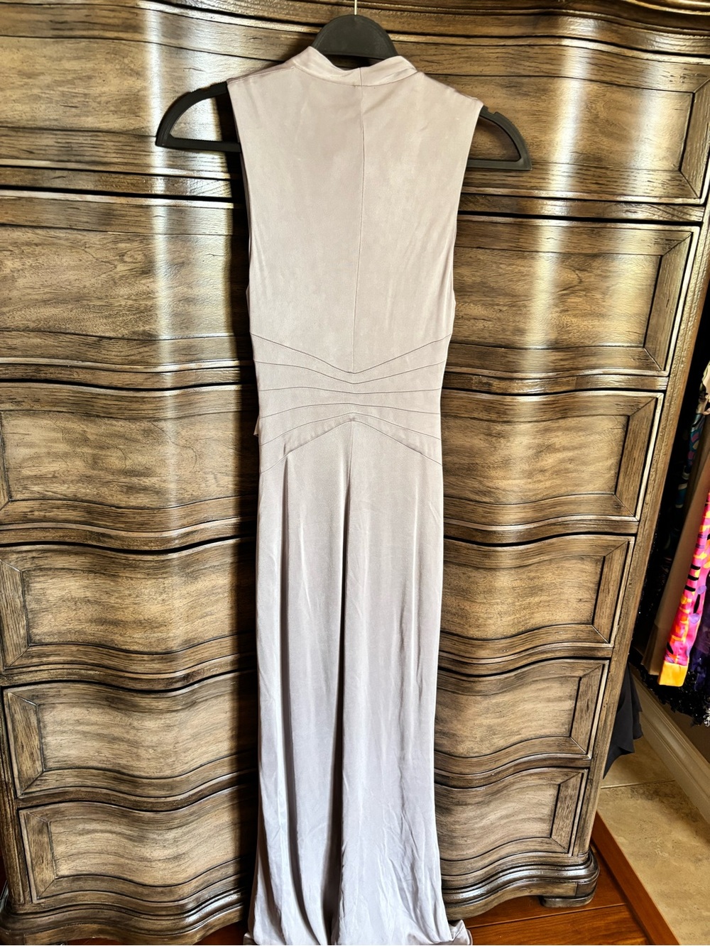 Karen Millen Sleeveless Draped Maxi Dress in Soft Taupe - Picture 6 of 12